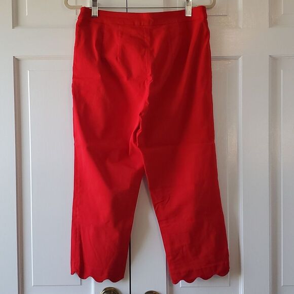 ZAC & RACHEL RED CAPRI CROPPED PANTS SCALLOPED BOTTOM SIZE 8 PULL ON ELASTIC - Picture 5 of 6